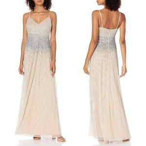 Adrianna Papell Blush Champagne Beaded Ombre Gown